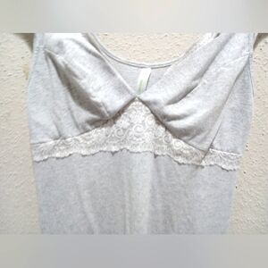 Women's University Club Maternity Nursing Night Gown Gray Buttons Lace size M